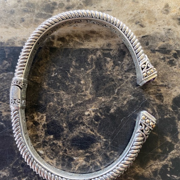Samuel Benham Sterling Silver & 18K Gold with Amethyst Hinged Cuff Bracelet - Picture 5 of 16